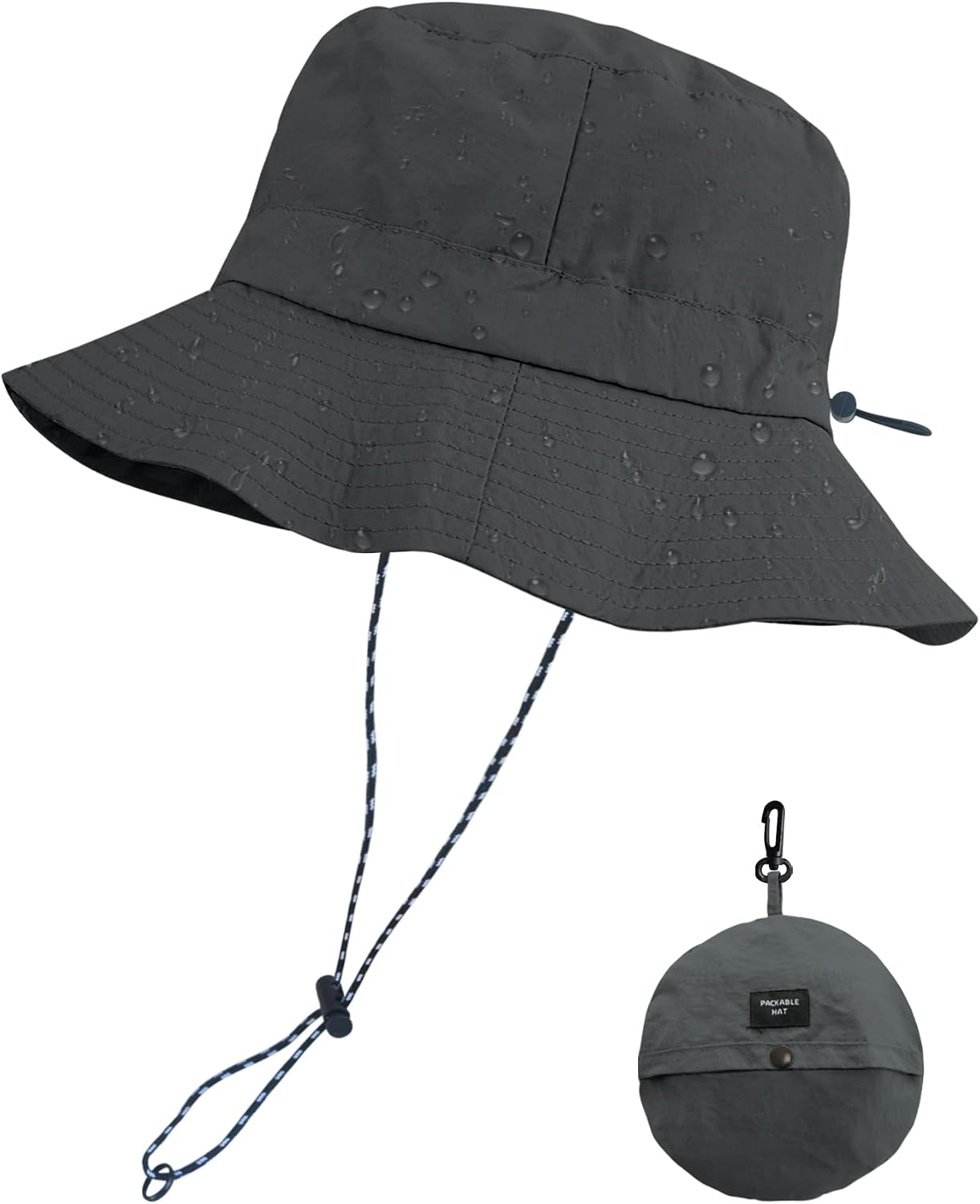 PFFY Packable Sun Bucket Hat for Men Women Outdoor UV Protection Sun Hats | Lightweight, Foldable Fishing Hat, Waterproof Quick Dry Rain Hats, Summer Hiking Cap, Suitable for Beach, Gardening, Camping