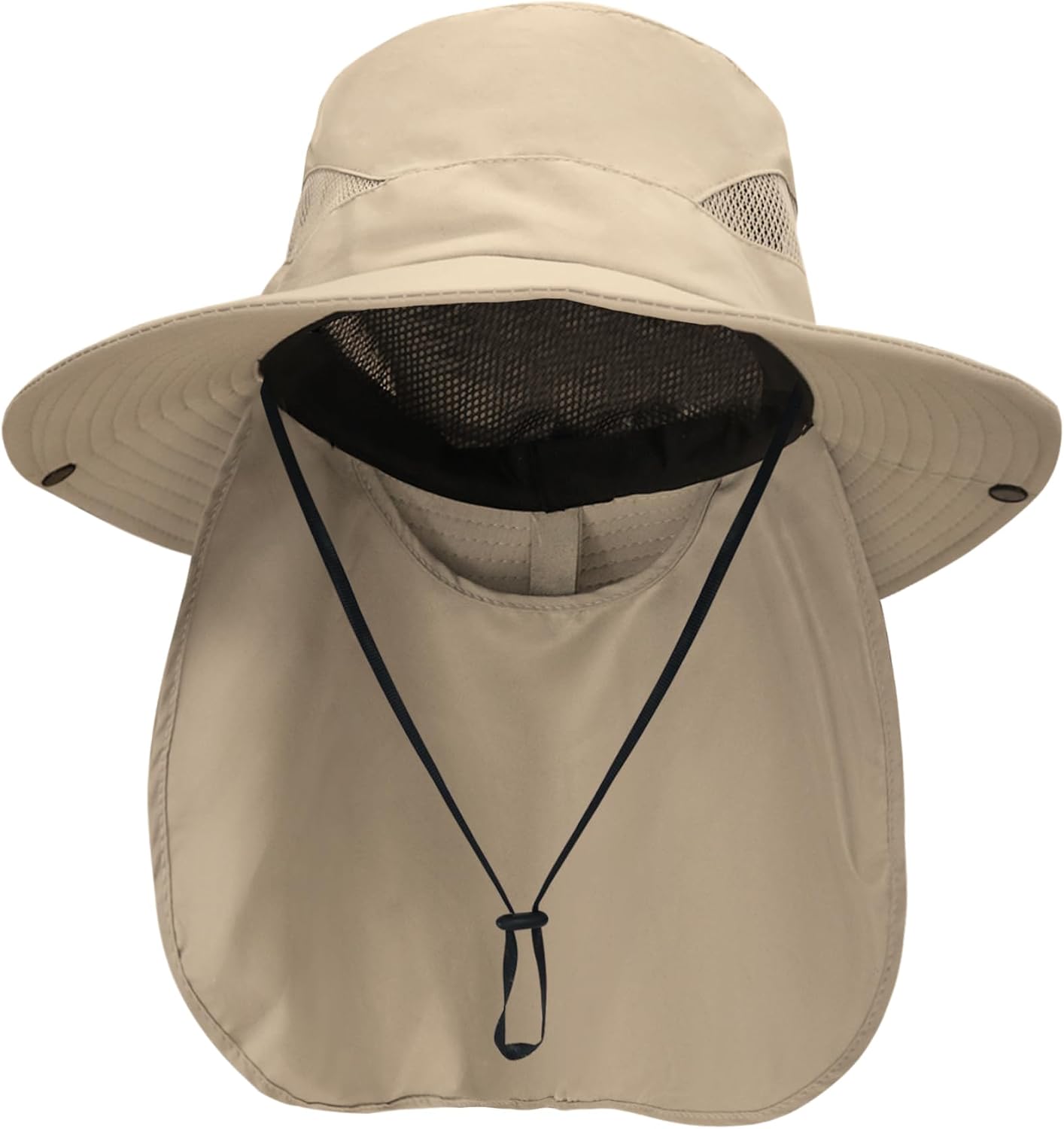 Sun Hats for Men Women with Neck Flap UPF 50+ UV Protection | Wide Brim Bucket Hat,Water Resistant,Adjustable Size,Detachable Chin Strap,Foldable & Lightweight,Hiking Fishing Hats