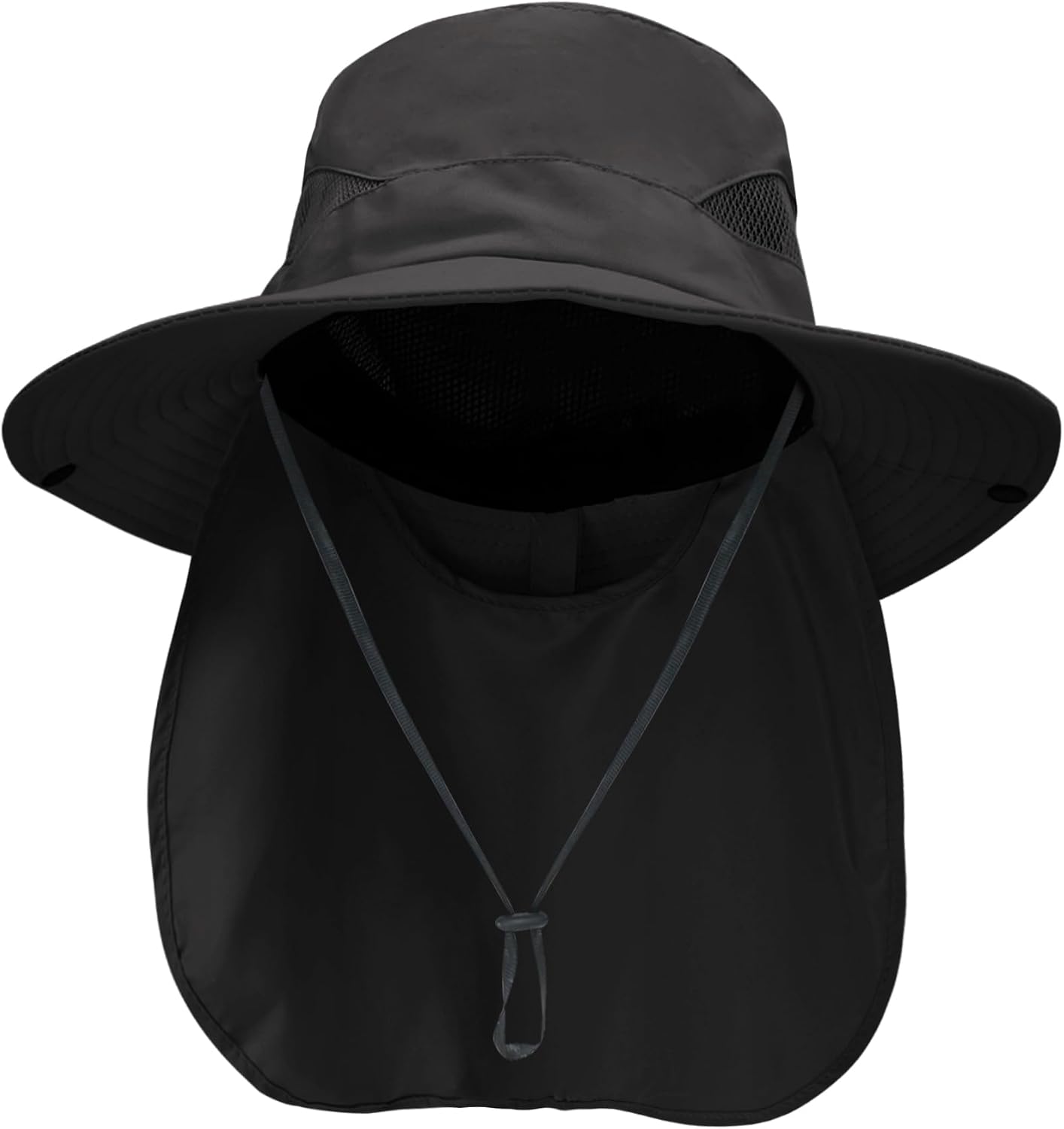Sun Hats for Men Women with Neck Flap UPF 50+ UV Protection | Wide Brim Bucket Hat,Water Resistant,Adjustable Size,Detachable Chin Strap,Foldable & Lightweight,Hiking Fishing Hats