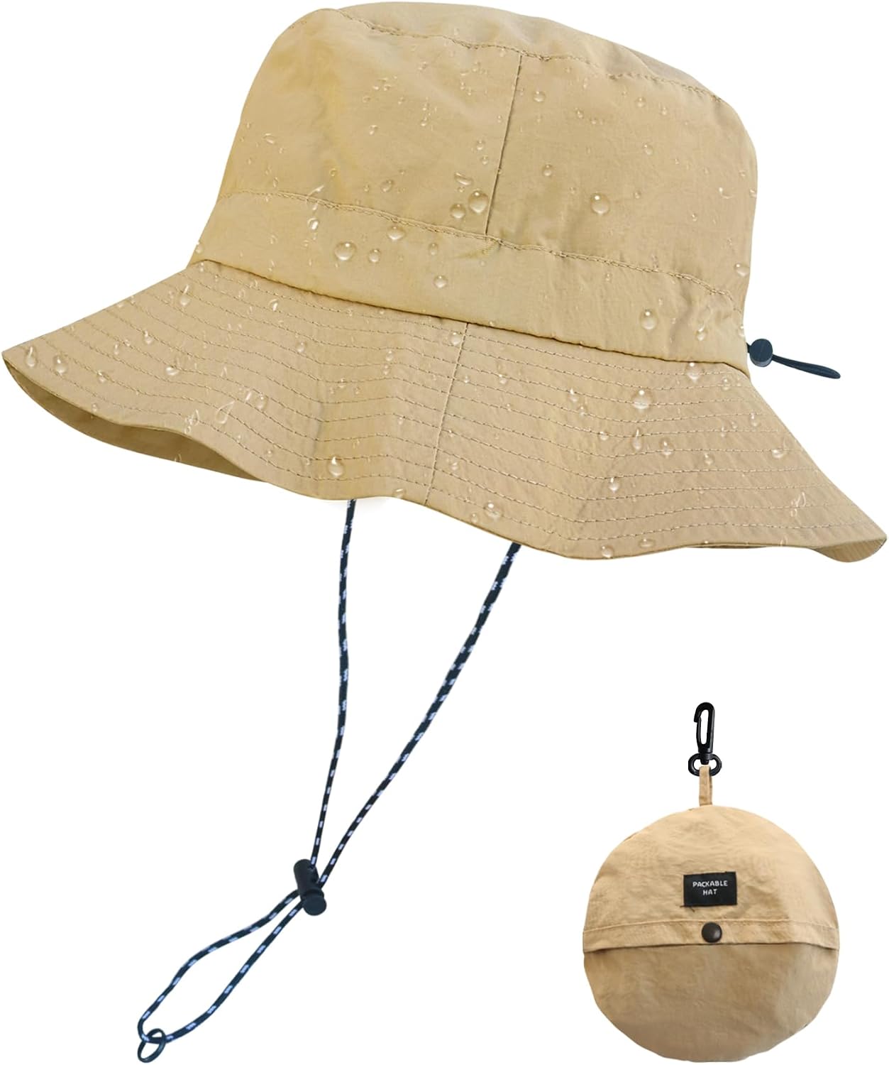 PFFY Packable Sun Bucket Hat for Men Women Outdoor UV Protection Sun Hats | Lightweight, Foldable Fishing Hat, Waterproof Quick Dry Rain Hats, Summer Hiking Cap, Suitable for Beach, Gardening, Camping