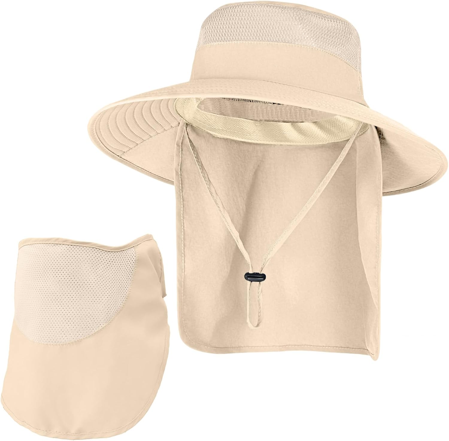 Sun Hats for Men Women Fishing Hat with Neck Flap UPF 50+ UV Protection | Breathable Wide Brim Water Resistant Adjustable Detachable Chin Strap Foldable