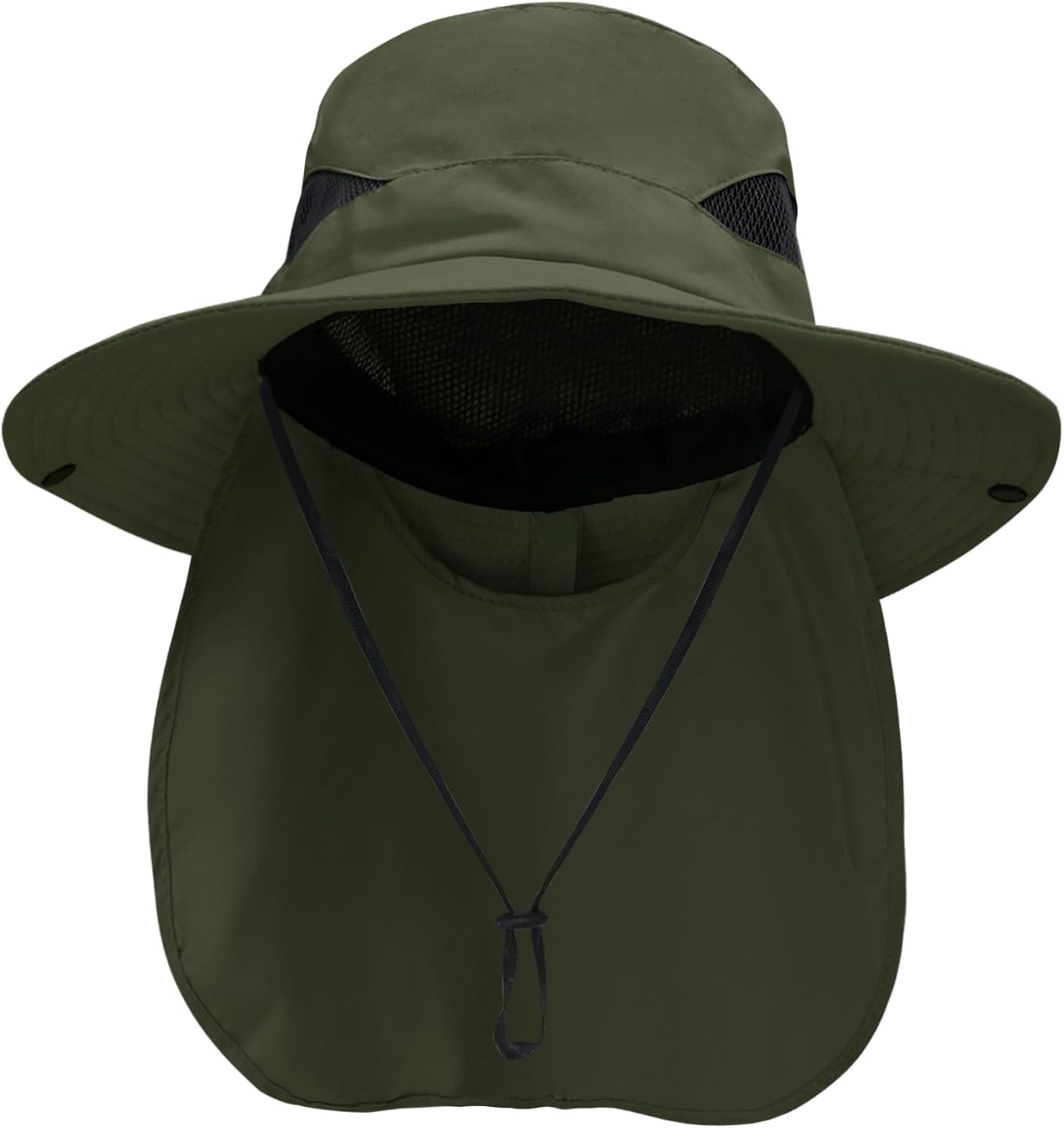 Sun Hats for Men Women with Neck Flap UPF 50+ UV Protection | Wide Brim Bucket Hat,Water Resistant,Adjustable Size,Detachable Chin Strap,Foldable & Lightweight,Hiking Fishing Hats