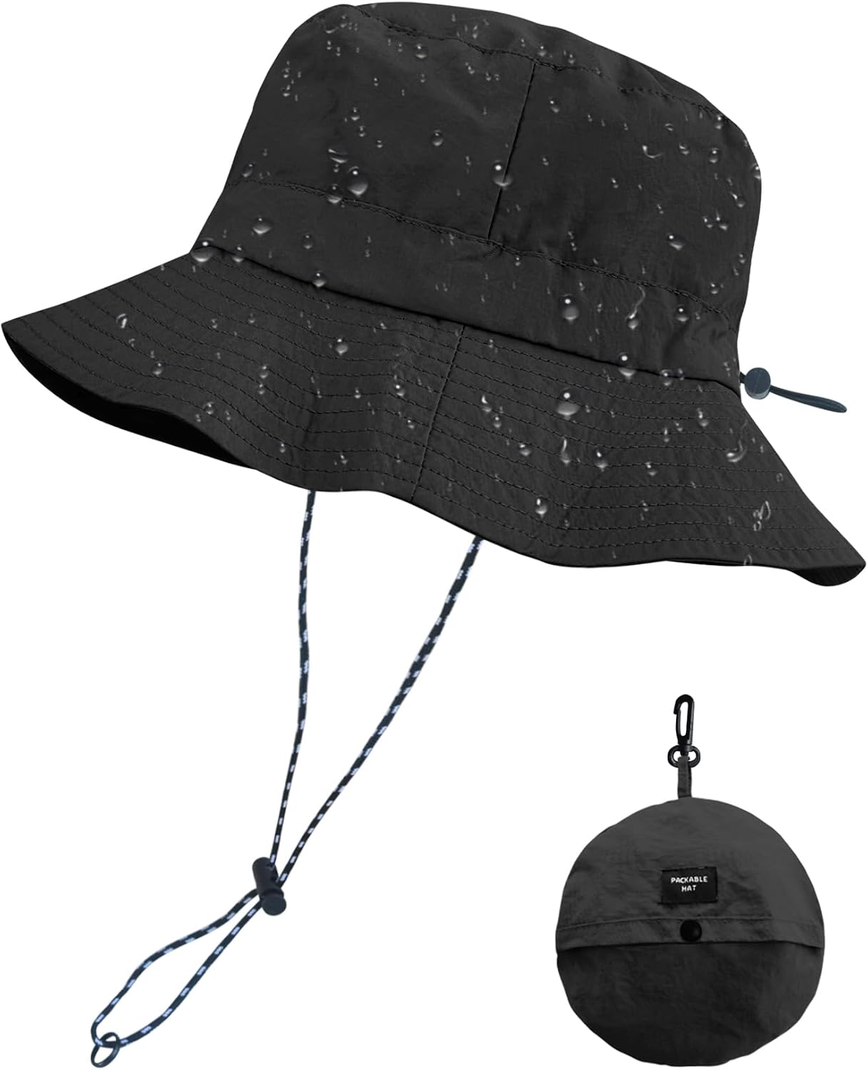 PFFY Packable Sun Bucket Hat for Men Women Outdoor UV Protection Sun Hats | Lightweight, Foldable Fishing Hat, Waterproof Quick Dry Rain Hats, Summer Hiking Cap, Suitable for Beach, Gardening, Camping