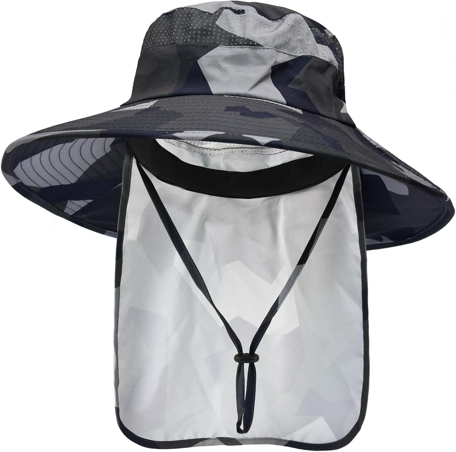 Sun Hats for Men Women Fishing Hat with Neck Flap UPF 50+ UV Protection | Breathable Wide Brim Water Resistant Adjustable Detachable Chin Strap Foldable