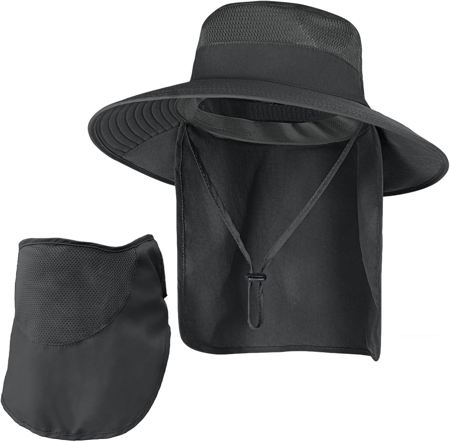 Sun Hats for Men Women Fishing Hat with Neck Flap UPF 50+ UV Protection | Breathable Wide Brim Water Resistant Adjustable Detachable Chin Strap Foldable