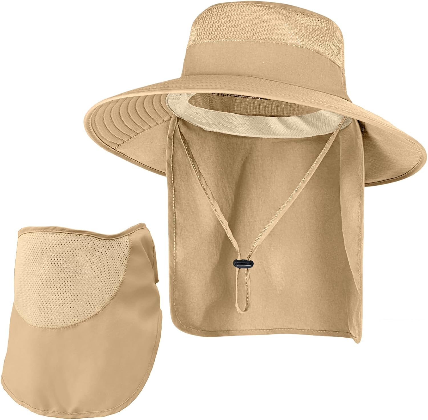 Sun Hats for Men Women Fishing Hat with Neck Flap UPF 50+ UV Protection | Breathable Wide Brim Water Resistant Adjustable Detachable Chin Strap Foldable