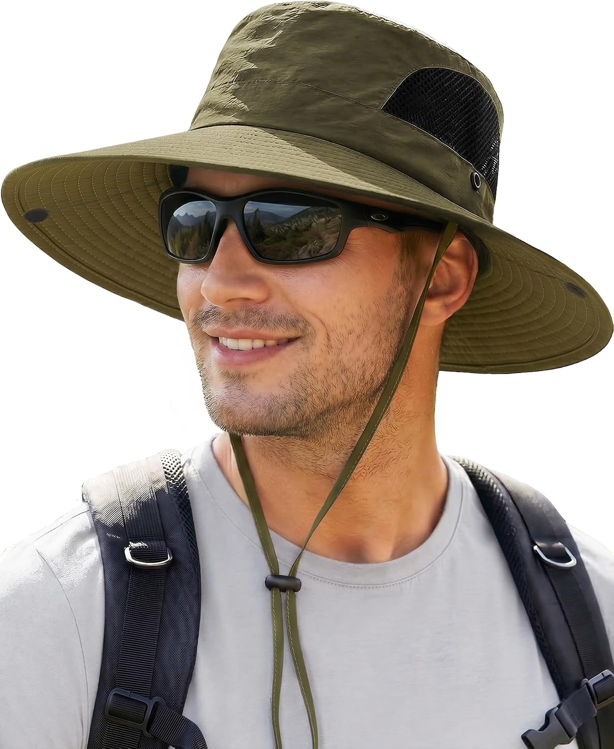 Sun Hats for Men Women UV Sun Protection Waterproof Wide Brim Bucket Hat | UV Protection, Breathable, Adjustable Chin Strap & Sweatband, Foldable, Outdoor Fishing Hiking Beach Safari Hat