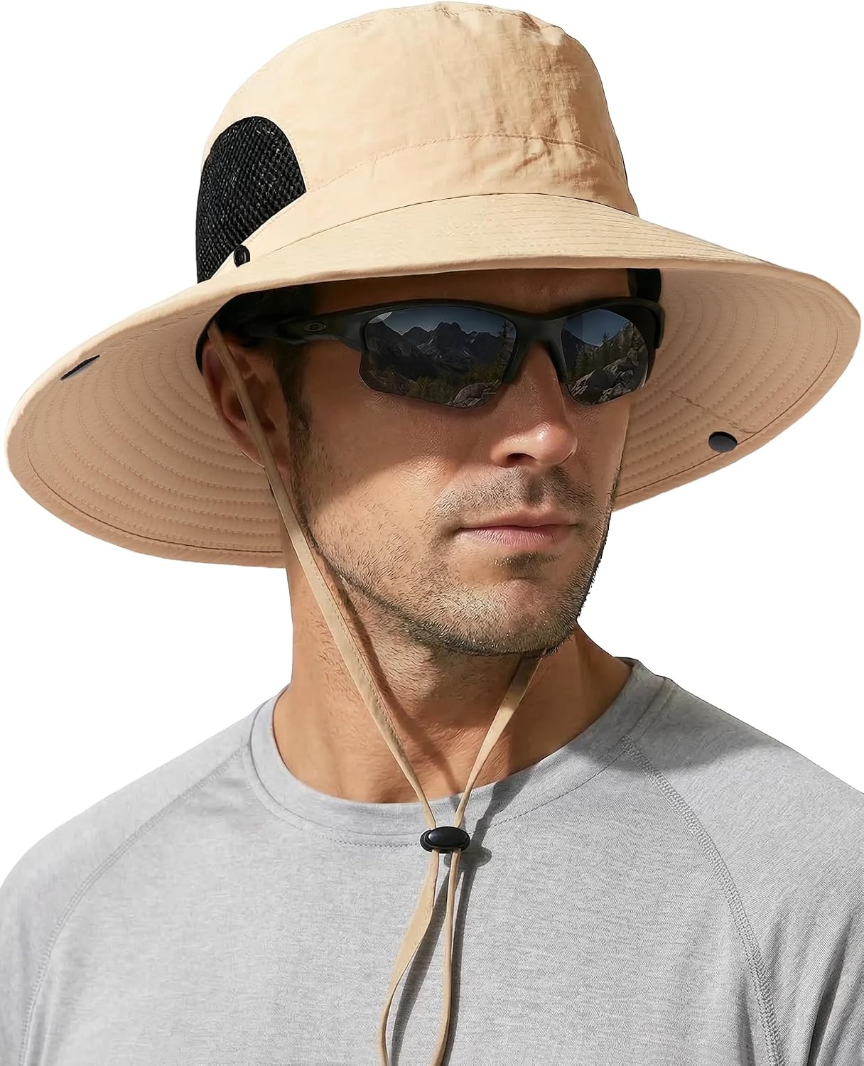 Sun Hats for Men Women UV Sun Protection Waterproof Wide Brim Bucket Hat | UV Protection, Breathable, Adjustable Chin Strap & Sweatband, Foldable, Outdoor Fishing Hiking Beach Safari Hat
